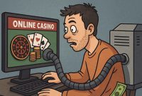 Ilustrasi - Seorang anak muda menjadi budak mesin judi online