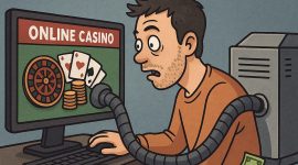 Ilustrasi - Seorang anak muda menjadi budak mesin judi online