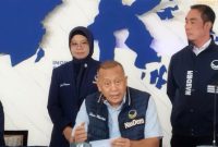 Wakil Ketua Umum DPP Partai NasDem Saan Mustopa di Kantor DPP Partai NasDem, Jakarta, Jumat (18/7/2025). 