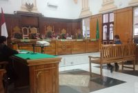 Junaidi Purba selaku PPTK, terdakwa korupsi Benteng Putri Hijau, menjalani sidang putusan di Pengadilan Tipikor Medan, Senin (7/7).