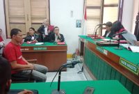 Syamsuri terdakwa kurir ekstasi menjalani sidang putusan di PN Medan, Rabu (2/7).