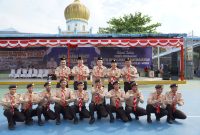 Kepala Rutan Kelas I Medan, Andi Surya dan warga binaan mengikuti pembukaan Perkemahan Satya Dharma Bakti Pemasyarakatan Tahun 2025, Rabu (16/7/2025).