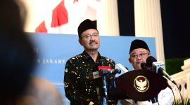 Menteri Sosial Saifullah Yusuf saat memberikan keterangan di Istana Kepresidenan Jakarta, Selasa (29/7/2025)