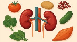 Ilustrasi berbagai sayuran yang sebaiknya dihindari oleh penderita penyakit ginjal, seperti bayam, tomat, dan bit, karena kandungan oksalat dan kalium yang tinggi.