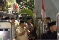 Presiden Prabowo Subianto tiba di rumah duka pengemudi ojol Affan Kurniawan, di Jalan Tayu, Menteng, Jakarta pusat, Jumat (29/8/2025).