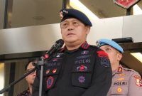 Komandan Korps Brimob (Dankorbrimob) Polri Komjen Pol. Imam Widodo berbicara dalam konferensi pers di Gedung Divisi Humas Polri, Jakarta, Jumat (29/8/2025).