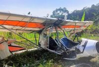 Satu pesawat S216 dilaporkan jatuh di Desa Benteng, Kecamatan Ciampea, Kabupaten Bogor, Jawa Barat, Minggu (3/8).
