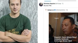 Nicholas Saputra mengunggah cuitan di X yang berisi mendesak Kapolri Jenderal Listyo Sigit Prabowo mundur, sebagai pertanggungjawaban atas meninggalnya driver ojol Affan Kurniawan.