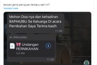 Contoh undangan pernikahan berisi link berbahaya