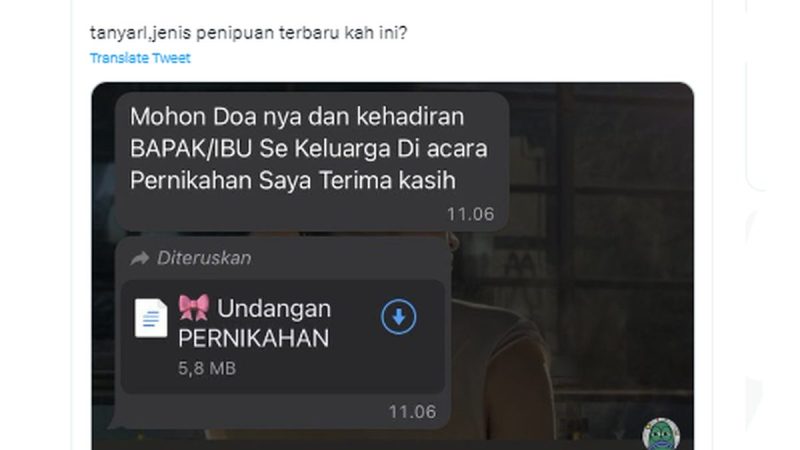 Contoh undangan pernikahan berisi link berbahaya