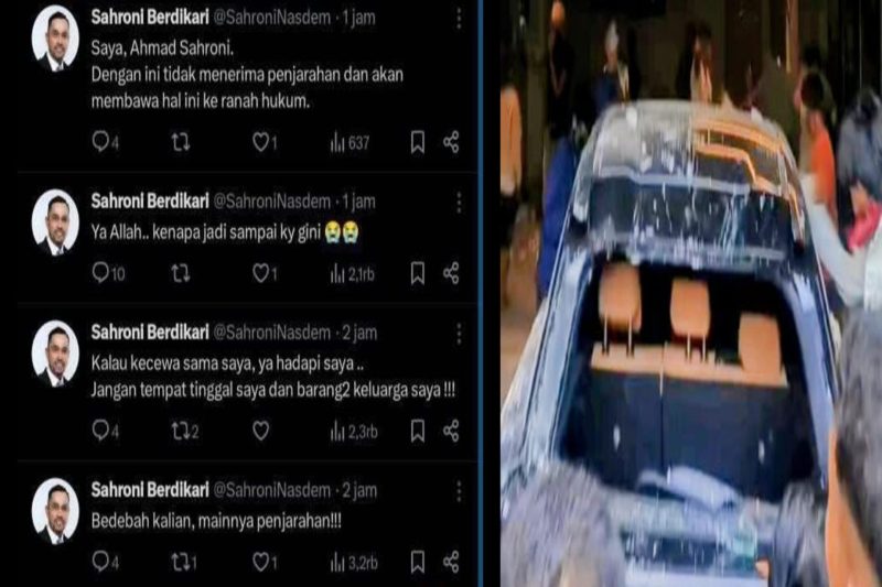 Ahmad Sahroni ungkapkan kekesalan dan kekecewaanya di APlikasi X atas penjarahan yang terjadi di rumahnya