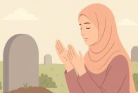 ILustrasi seorang perempua membacakan Doa untuk Orang Meninggal