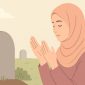 ILustrasi seorang perempua membacakan Doa untuk Orang Meninggal