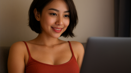 ilsutrasi seorang pemempuan sedang menonton film korea terbaru dengan Free VPN Proxy Video Japanese