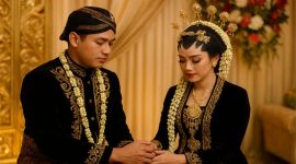 lustrasi pasangan menikah dengan adat Jawa, melambangkan tradisi memilih Hari Baik Menikah 2026 sesuai primbon Jawa agar pernikahan lebih harmonis, penuh berkah, dan mendapat restu keluarga