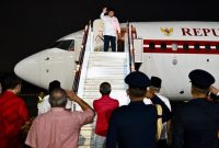 Presiden Prabowo Subianto bersiap menuju Tanah Air dari Pangkalan Udara Paya Lebar Air Base (PLAB) Singapura, Sabtu (9/8/2025)