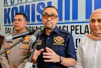 Wakil Ketua Komisi III DPR RI, Ahmad Sahroni menyoroti kekerasan polisi di Sumut, saat kunker ke Mapolda Sumut, Jumat (22/8/2025)