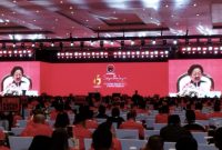 Ketua Umum PDIP Megawati Soekarnoputri saat Kongres Ke-6 PDIP di Bali Nusa Dua Convention Center, Badung, Bali, Sabtu (2/8/2025).