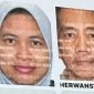 Foto pasangan suami istri Emylia Said (kiri) dan Herwansyah yang telah dimasukkan ke dalam daftar pencarian orang (DPO) sejak 30 Mei 2022 saat ditampilkan pimpinan Komisi Pemberantasan Korupsi, di Gedung Juang, Jakarta, Rabu (6/8/2025)
