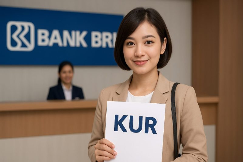 seorang Wanita sedang berada di bank BRI untuk mengajukan KUR BRI September 2025, menggambarkan kemudahan akses pinjaman bagi pelaku UMKM