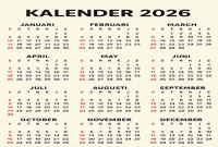 Kalender 2026 Lengkap dengan Tanggal Merah dan Hari Libur Nasional

