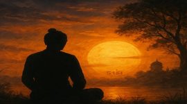 Siluet seseorang sedang bertirakat atau bersemedi di malam hari, dengan suasana sunyi dan mistis khas Malam Jumat 29 Suro 1959 Dal dalam tradisi Jawa. Cocok untuk mendukung artikel spiritual, budaya Jawa, dan peristiwa penting dalam kalender Jawa.
