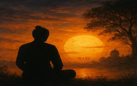 Siluet seseorang sedang bertirakat atau bersemedi di malam hari, dengan suasana sunyi dan mistis khas Malam Jumat 29 Suro 1959 Dal dalam tradisi Jawa. Cocok untuk mendukung artikel spiritual, budaya Jawa, dan peristiwa penting dalam kalender Jawa.
