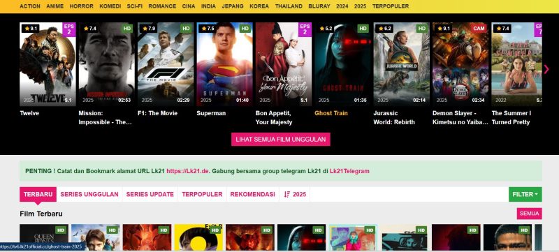 Daftar Situs Nonton Film Gratis dan bahaya yang menantinya