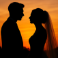 Ilustrasi siluet pasangan pengantin romantis untuk mempercantik artikel tentang Tanggal Pernikahan 2026, menghadirkan suasana penuh cinta dan kehangatan di momen istimewa