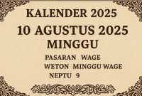 Weton 10 Agustus 2025 menurut primbon jawa