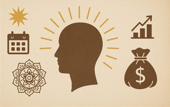 Ilustrasi kalender spiritual dengan nuansa Jawa klasik yang merepresentasikan perhitungan Weton Agustus 2025. Visual ini menggambarkan simbol-simbol hari pasaran dan neptu dalam primbon Jawa yang digunakan untuk membaca karakter dan arah rezeki berdasarkan tanggal lahir.