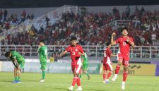 Selebrasi Zanadin Fariz dalam laga Kualifikasi Piala Asia U23 2026 antara Timnas U23 Indonesia vs Makau di Gelora Delta Sidoarjo, Sabtu (6/9/2025). Foto: Kompas.com