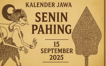 Kalender Jawa 15 September 2025 dengan nuansa wayang dan ornamen budaya Jawa tradisional