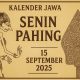 Kalender Jawa 15 September 2025 dengan nuansa wayang dan ornamen budaya Jawa tradisional