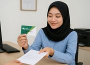 Perempuan sedang mencetak Kartu BPJS Ketenagakerjaan di kantor pelayanan