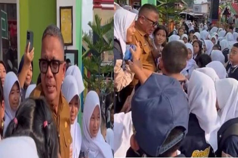 Momen haru perpisahan Kepala Sekolah SMPN 1 Prabumulih, Roni Ardiansyah, Spd Msi, saat dikerumuni murid-muridnya yang menangis dan memeluk erat. Sosok Roni dikenal tegas sekaligus peduli pada siswa, sehingga kepergiannya meninggalkan kesan mendalam.