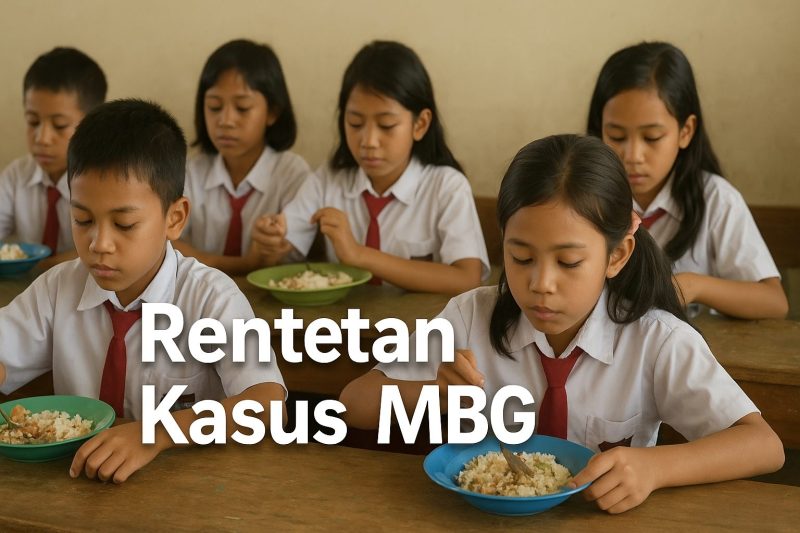 Iustrasi siswa sedang menyantap MBG