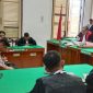 Dua mantan Kepala Sekolah, Sulistio dan Muhammad Kamil terdakwa kasus korupsi dana BOS menjalani sidang putusan di Pengadilan Tipikor Medan, Rabu (3/9/2025)