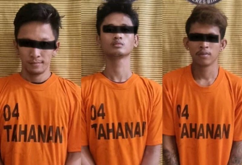 Tiga warga Binjai ditangkap polisi saat menjajakan barang haram di dekat rumah ibadah. Foto: Dok.Polres Binjai