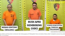 Tiga terpidana pelaku pembunuhan wartawan Rico Sempurna di Kabupaten Karo