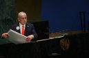 Perdana Menteri Israel Benjamin Netanyahu bersiap berpidato di hadapan Majelis Umum Perserikatan Bangsa-Bangsa (UNGA) ke-80 di markas besar PBB di New York City. (REUTERS/Shannon Stapleton)