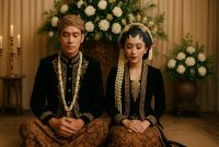Pasangan pengantin adat Jawa – simbol keharmonisan rumah tangga dalam tradisi menghitung weton pernikahan Wage Pahing