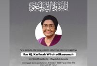 Ucapan duka atas wafatnya istri Wapres Ke-4 RI, Karlinah Djaja Atmadja Wirahadikusumah, dari Wapres Gibran Rakabuming Raka.