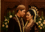 Pengantin adat Jawa dalam upacara pernikahan Wage Pahing dengan busana tradisional dan ornamen klasik Jawa.