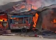 Kebakaran di Jalan Marindal Deli Serdang, 9 Kios Ludes Dilalap Api, Kerugian Capai Rp 250 Juta