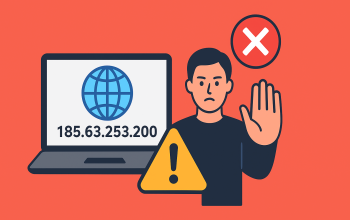 Ilustrasi keamanan siber memperingatkan pengguna terhadap risiko akses situs berbahaya dari IP 185.63.253.200 Simontok.