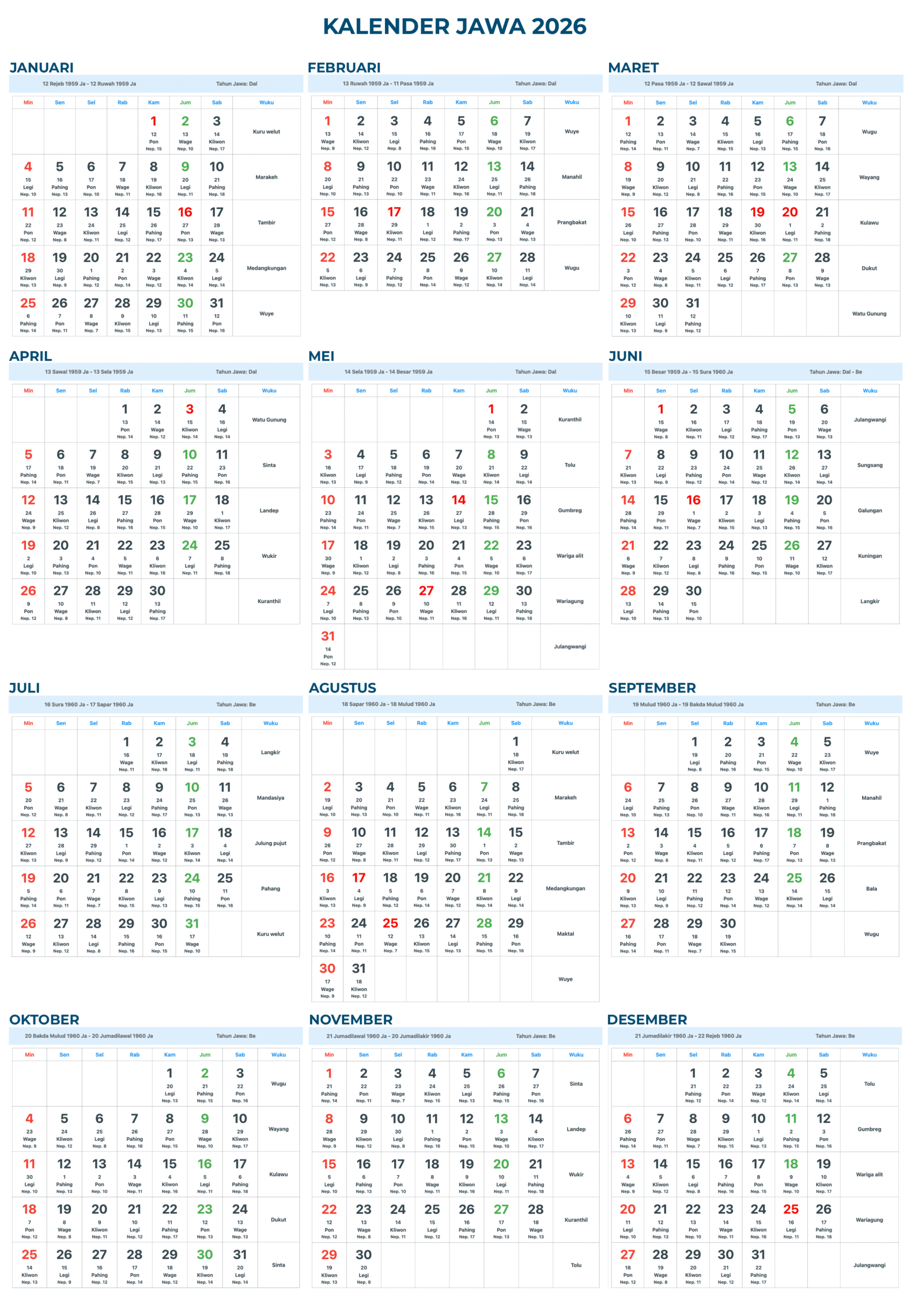 Kalender Jawa 2026