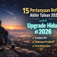 Refleksi akhir tahun 2025, seseorang duduk di tebing saat matahari terbenam sambil menulis jurnal evaluasi hidup untuk upgrade diri menyambut 2026.