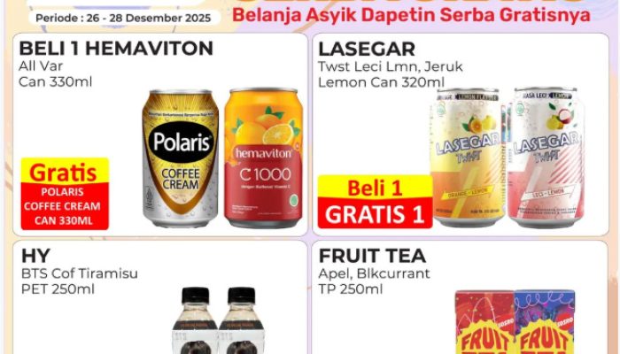 Promo Alfamart Serba Gratis Jelang Natal dan Tahun Baru: Olatte-Teh Gelas Beli 2 Gratis 1