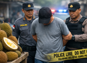 Ilustrasi penangkapan seorang pedagang durian di Kota Binjai yang diduga terlibat kasus pelecehan seksual terhadap dua wanita. Pelaku kini ditahan Polres Binjai untuk menjalani proses hukum.